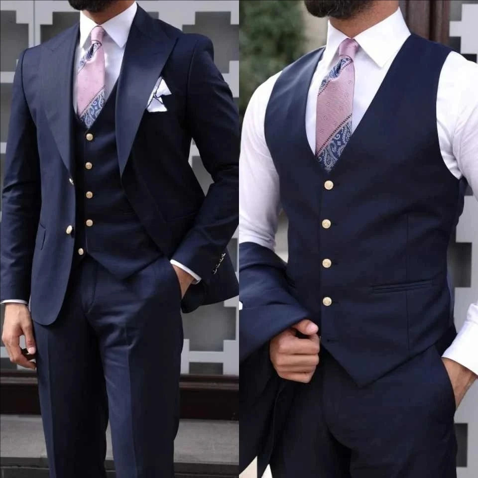 Costume homme bleu marine ajusté – CLEVI Paris