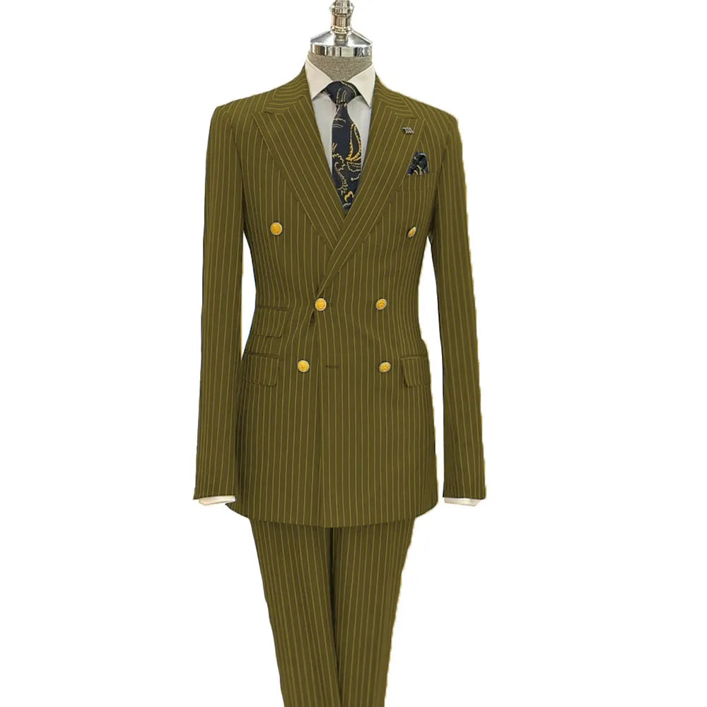 Costume homme rayé double boutonnage – CLEVI Paris