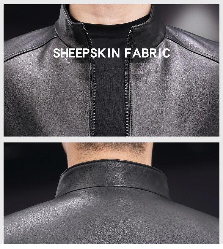 Blouson homme en cuir de mouton zippé – CLEVI Paris