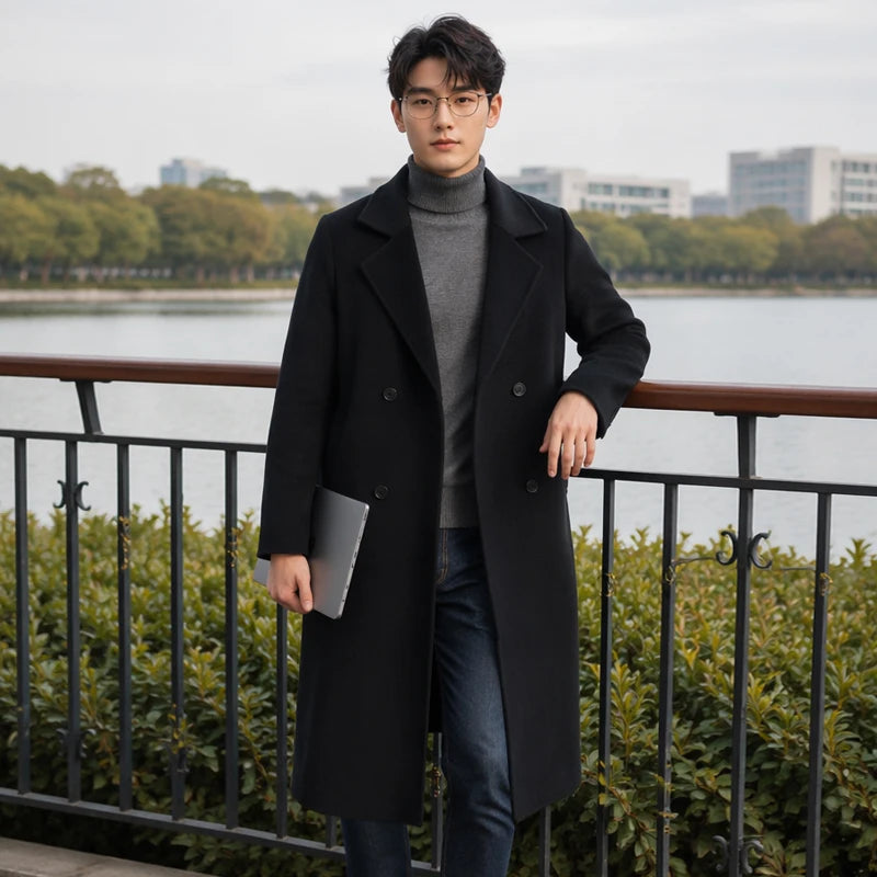 Manteau homme en laine à double boutonnage – CLEVI Paris