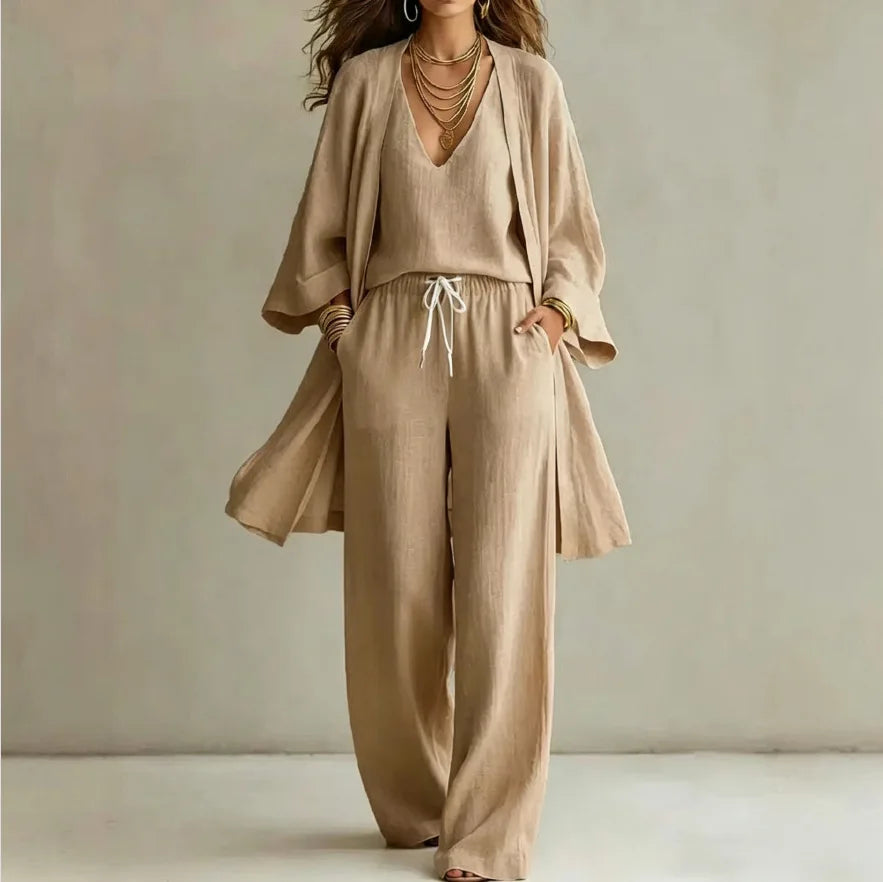 Ensemble femme 3 pièces kimono et pantalon – CLEVI Paris