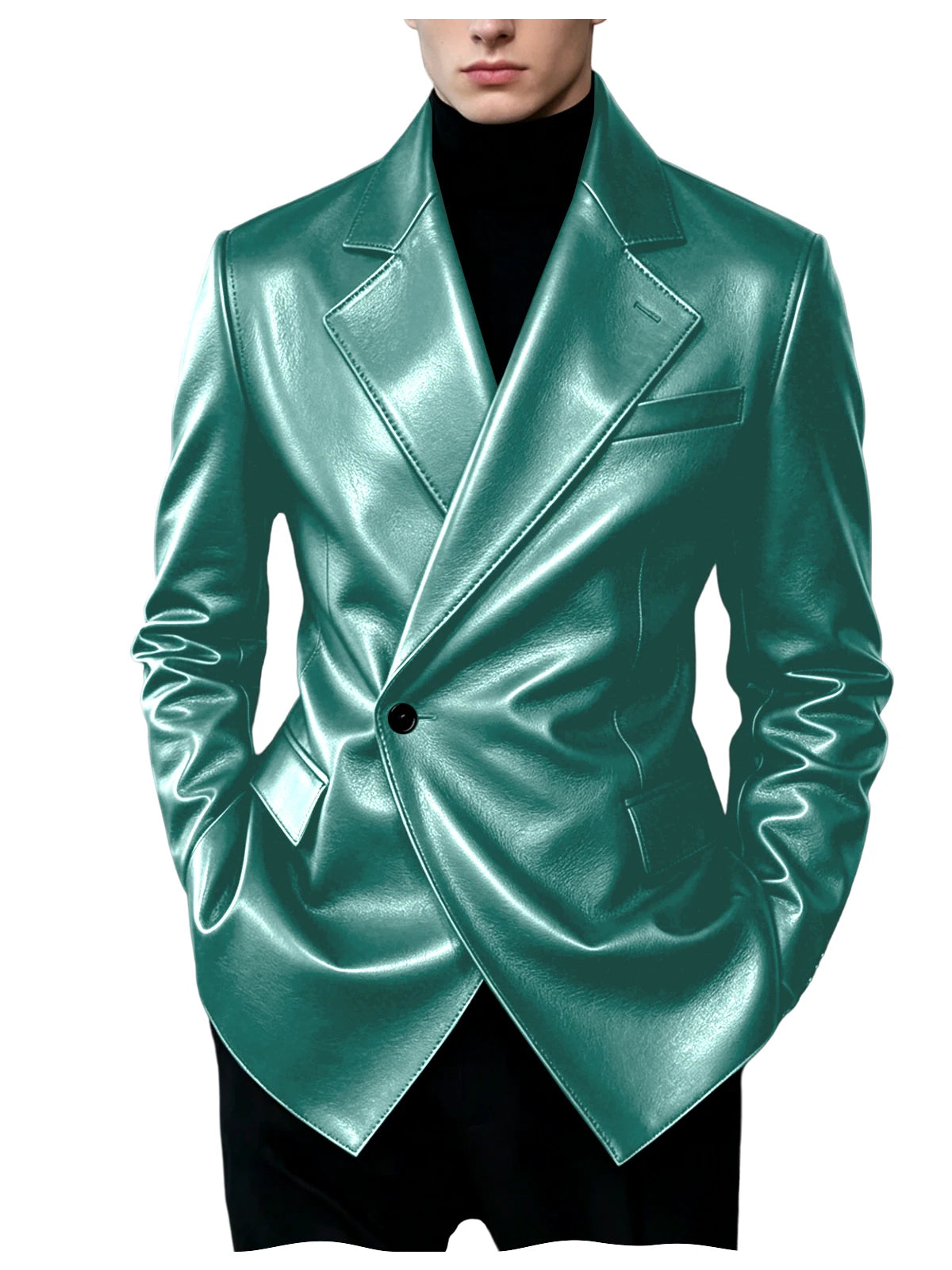 Blazer homme en similicuir, coupe ajustée – CLEVI Paris