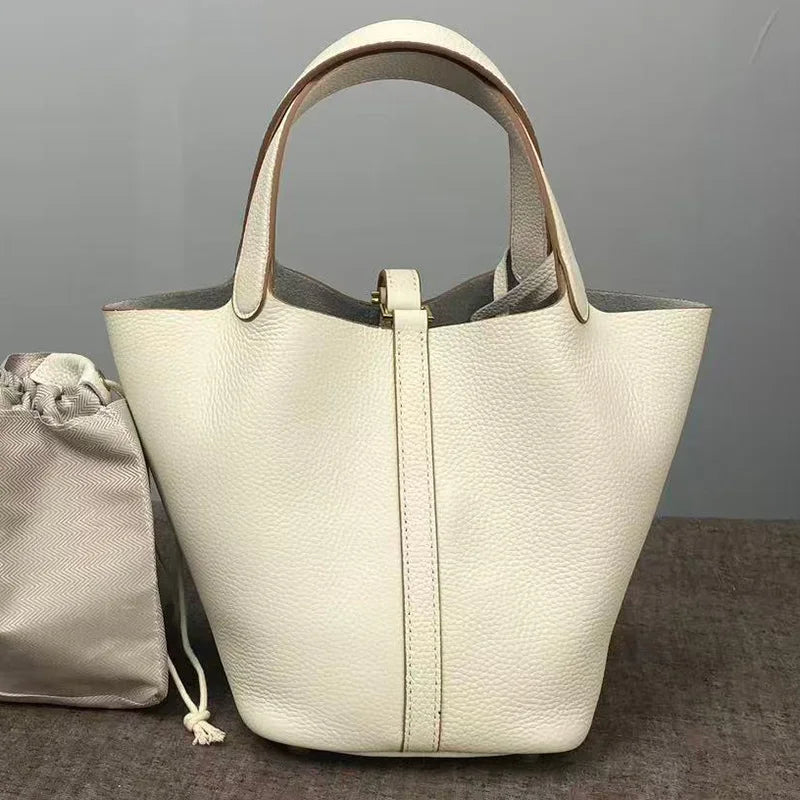 Sac Seau Cuir Togo Véritable Femme 2 Tailles Quincaillerie Or/Argent – CLEVI Paris