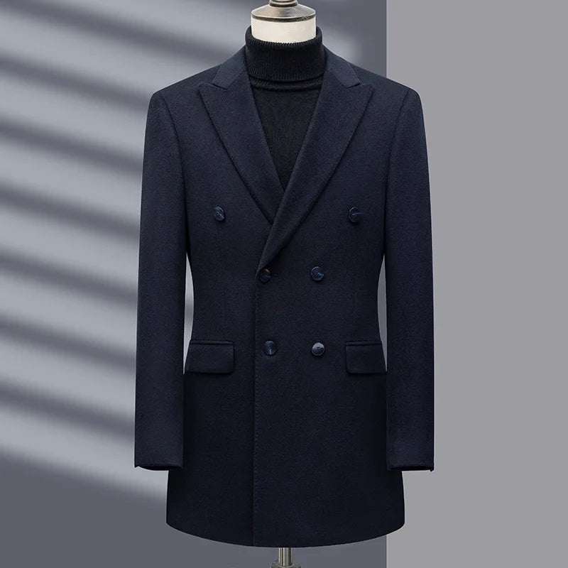 Manteau homme croisé laine, cachemire et soie – CLEVI Paris
