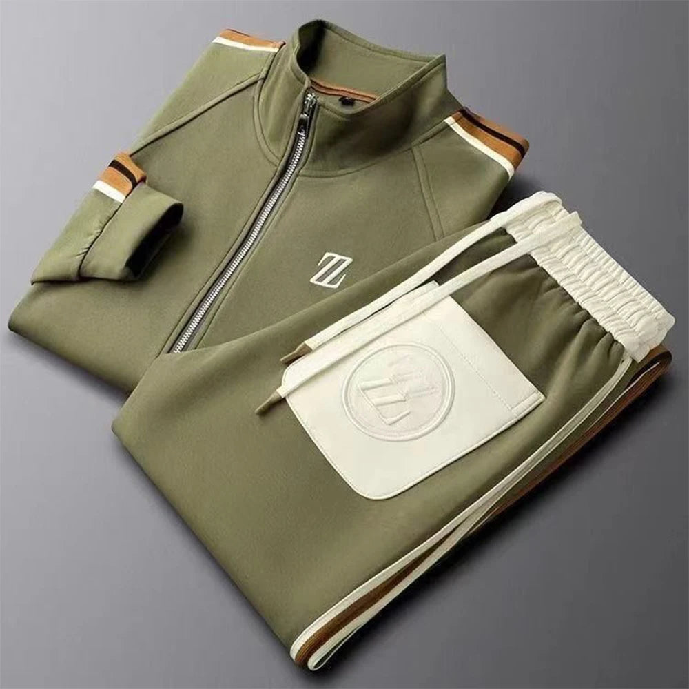 Ensemble Sport Homme Automne – Veste Col Montant Zippé Manches Longues + Pantalon Droit Cordon – 4 Coloris, M à 4XL – CLEVI Paris