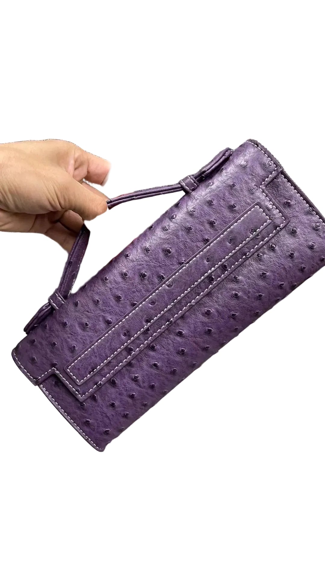Pochette Femme Cuir PU Motif Autruche Tendance 27x12x5cm – CLEVI Paris
