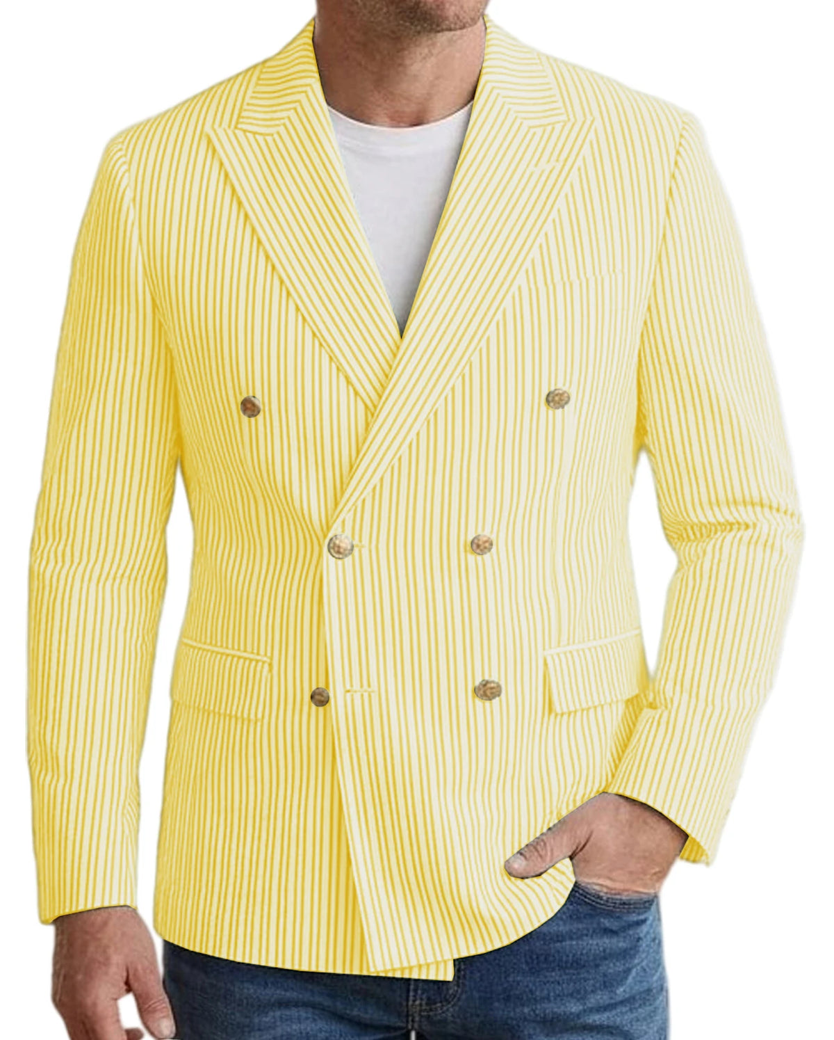 Blazer homme rayé double boutonnage – CLEVI Paris