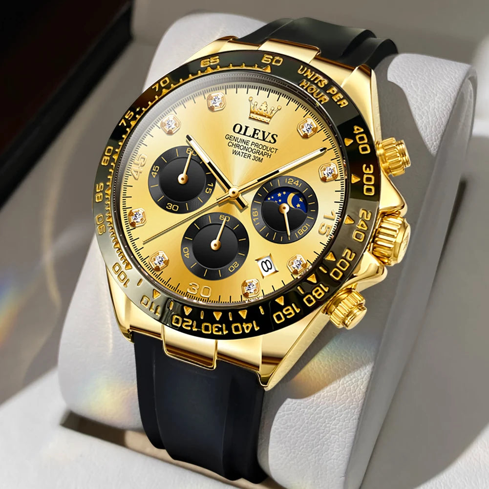 Montre Quartz Chronographe Phase de Lune OLEVS Homme – CLEVI Paris