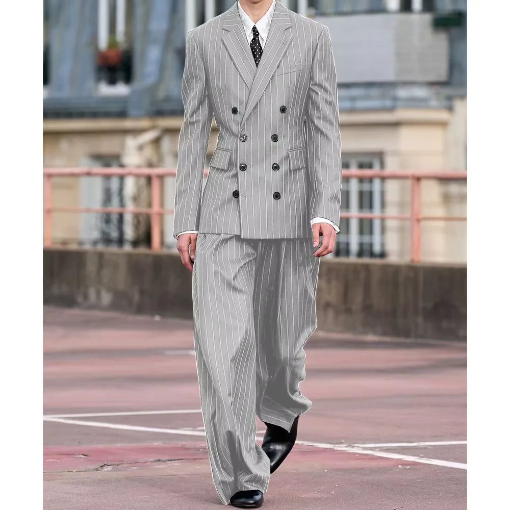 Costume rayé croisé 2 pièces homme – CLEVI Paris