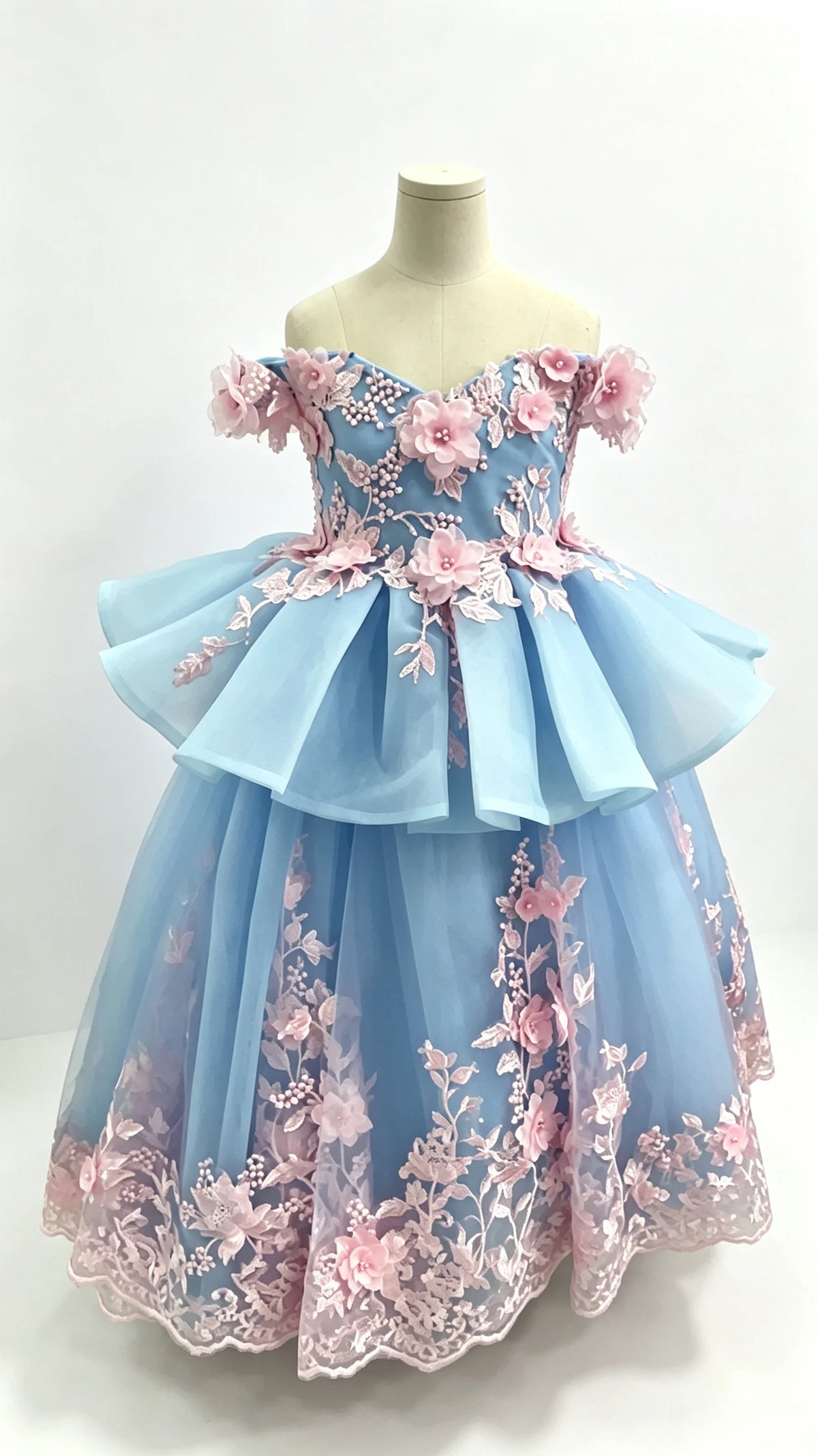 Robe fille à appliques et jupe étagée ZHJ – CLEVI Paris