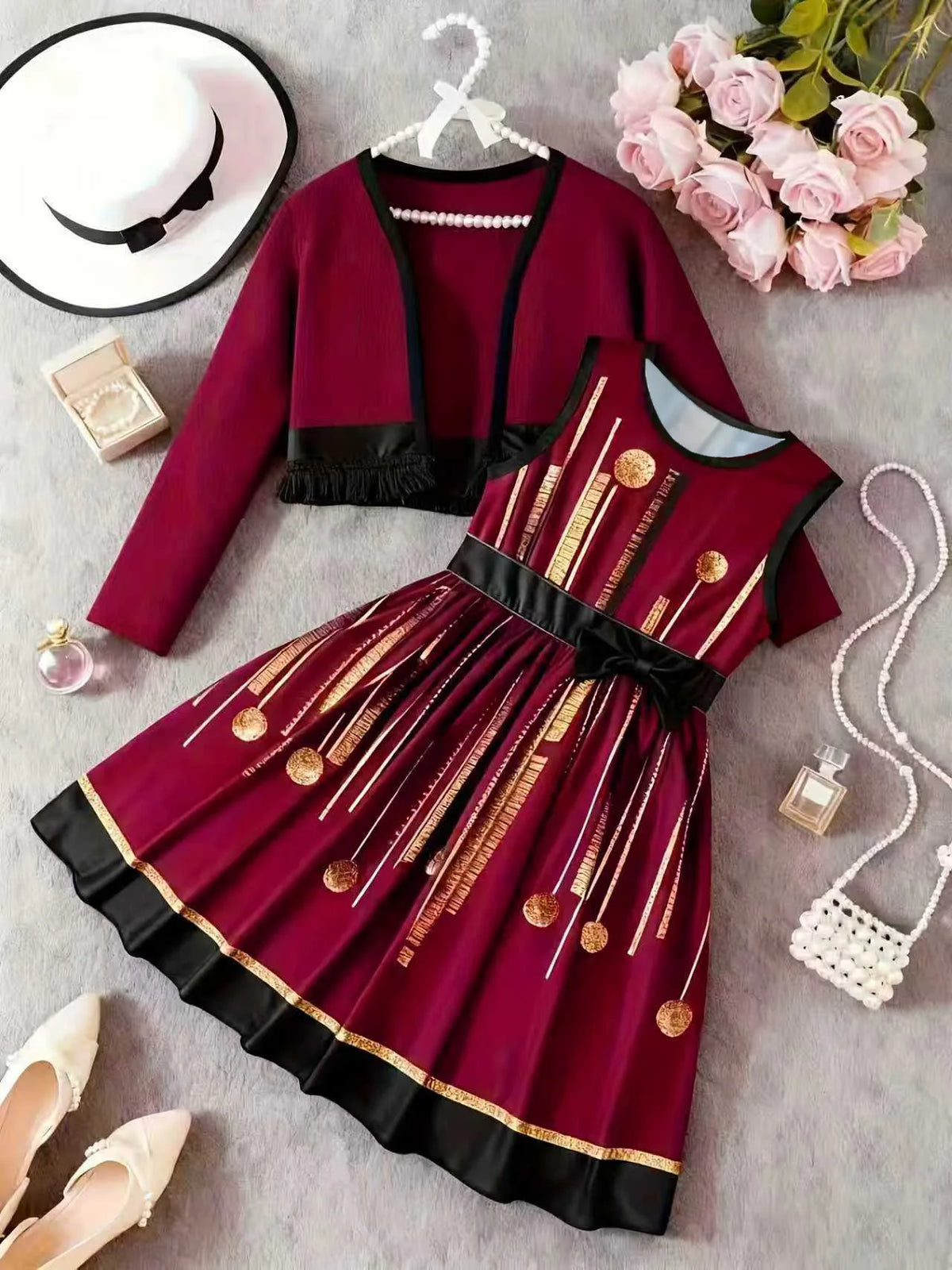 Ensemble fille robe et manteau de fête – CLEVI Paris