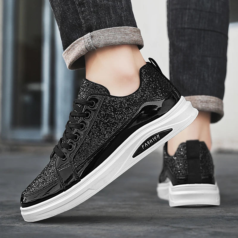 Sneakers homme basses en tissu pailleté – CLEVI Paris