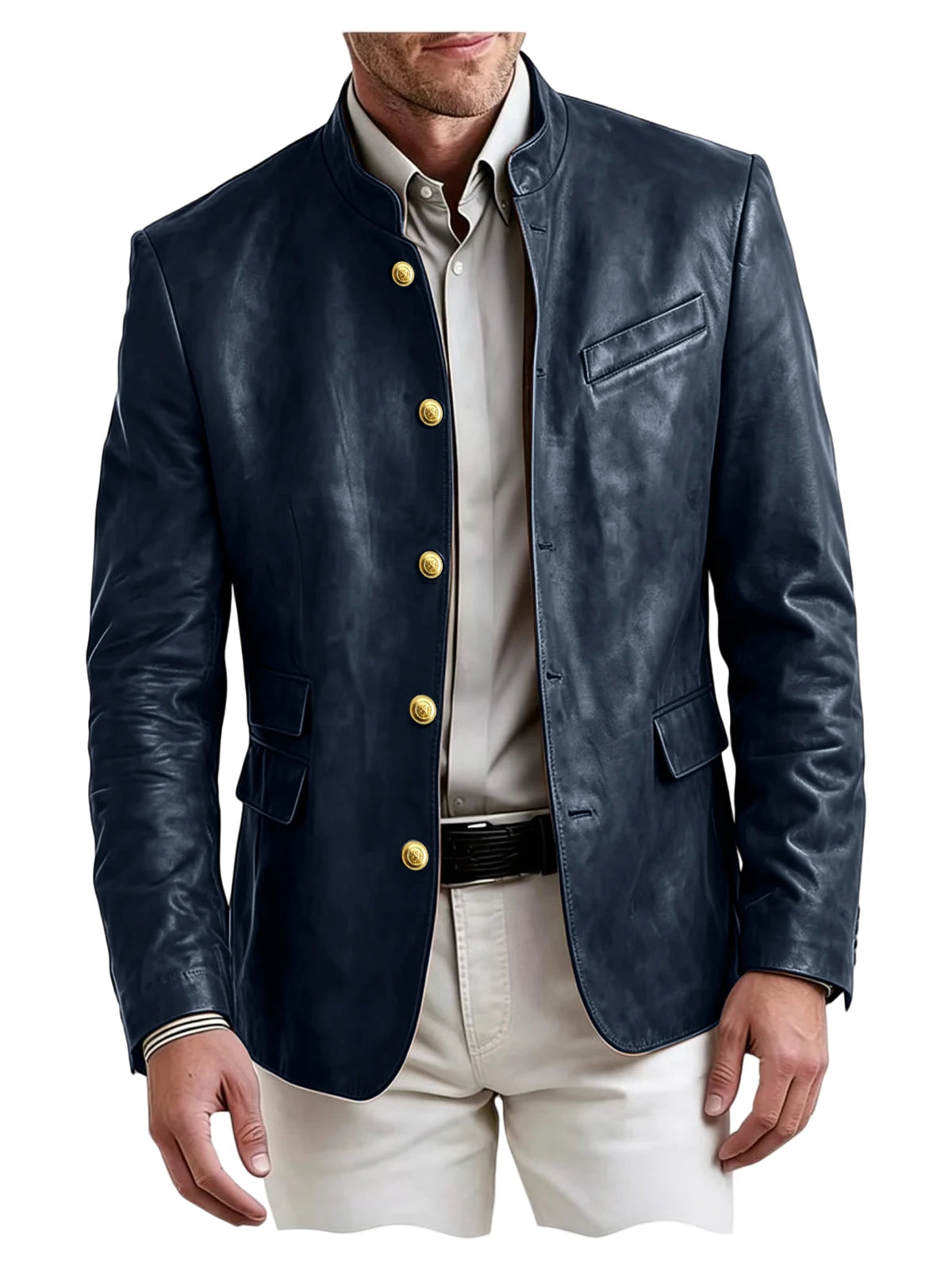 Blazer homme en similicuir, col montant – CLEVI Paris