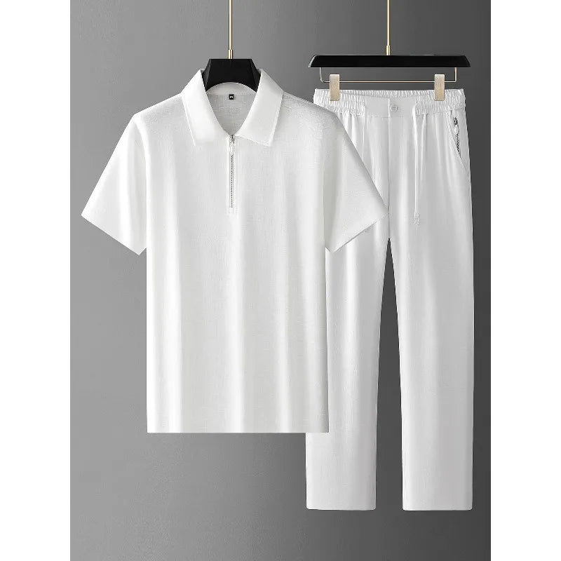 Ensemble homme polo lin et lyocell Minglu – CLEVI Paris