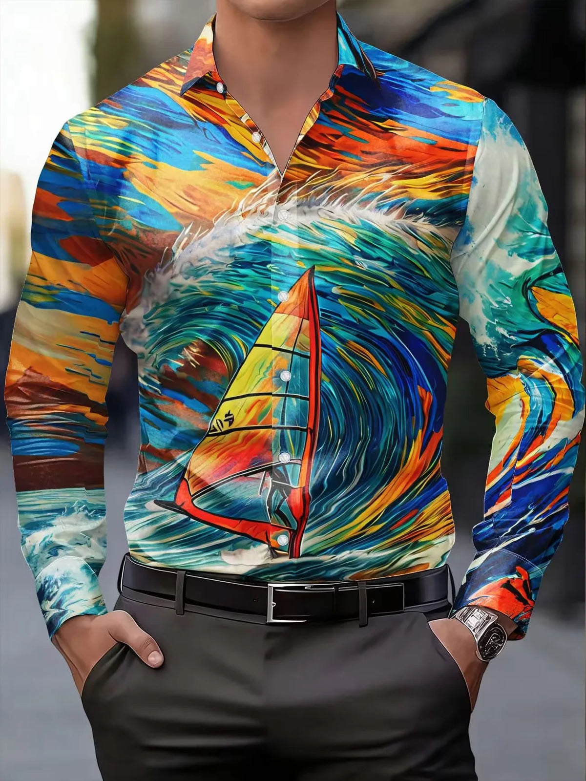 Chemise Homme Imprimée 3D Aigle Flamboyant – CLEVI Paris