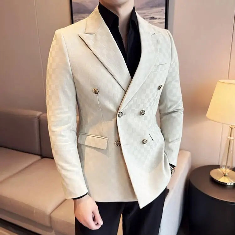 Blazer homme croisé à carreaux – CLEVI Paris