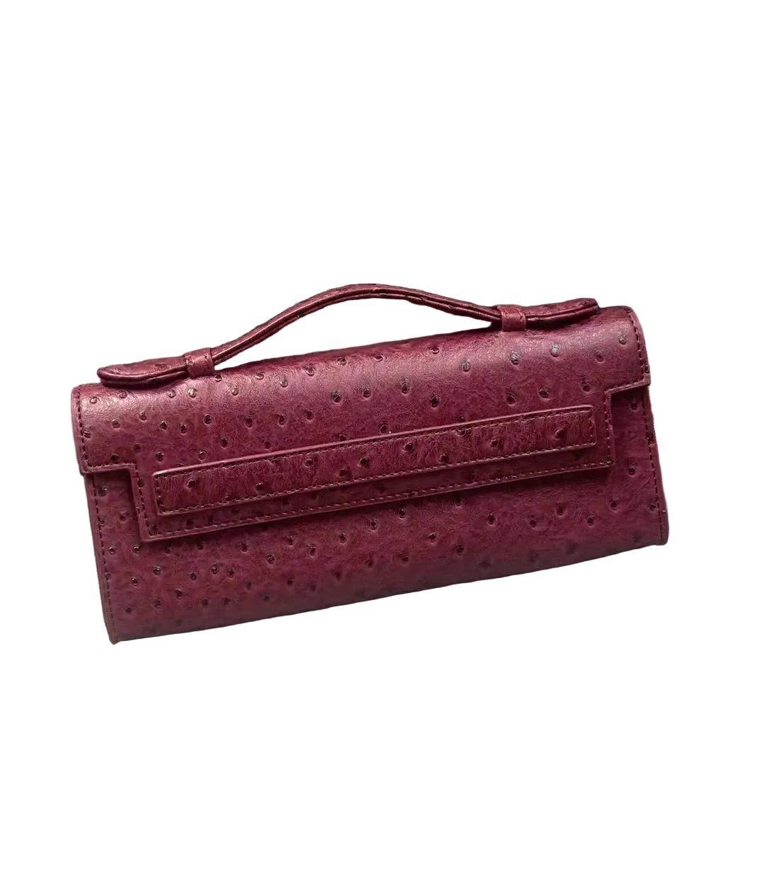 Pochette Femme Cuir PU Motif Autruche Tendance 27x12x5cm – CLEVI Paris