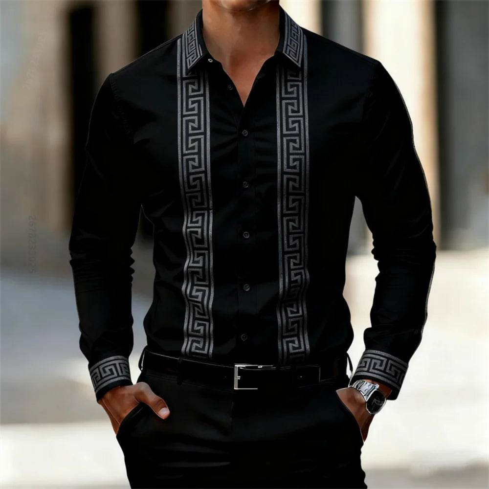 Chemise Imprimée Homme Manches Longues – CLEVI Paris