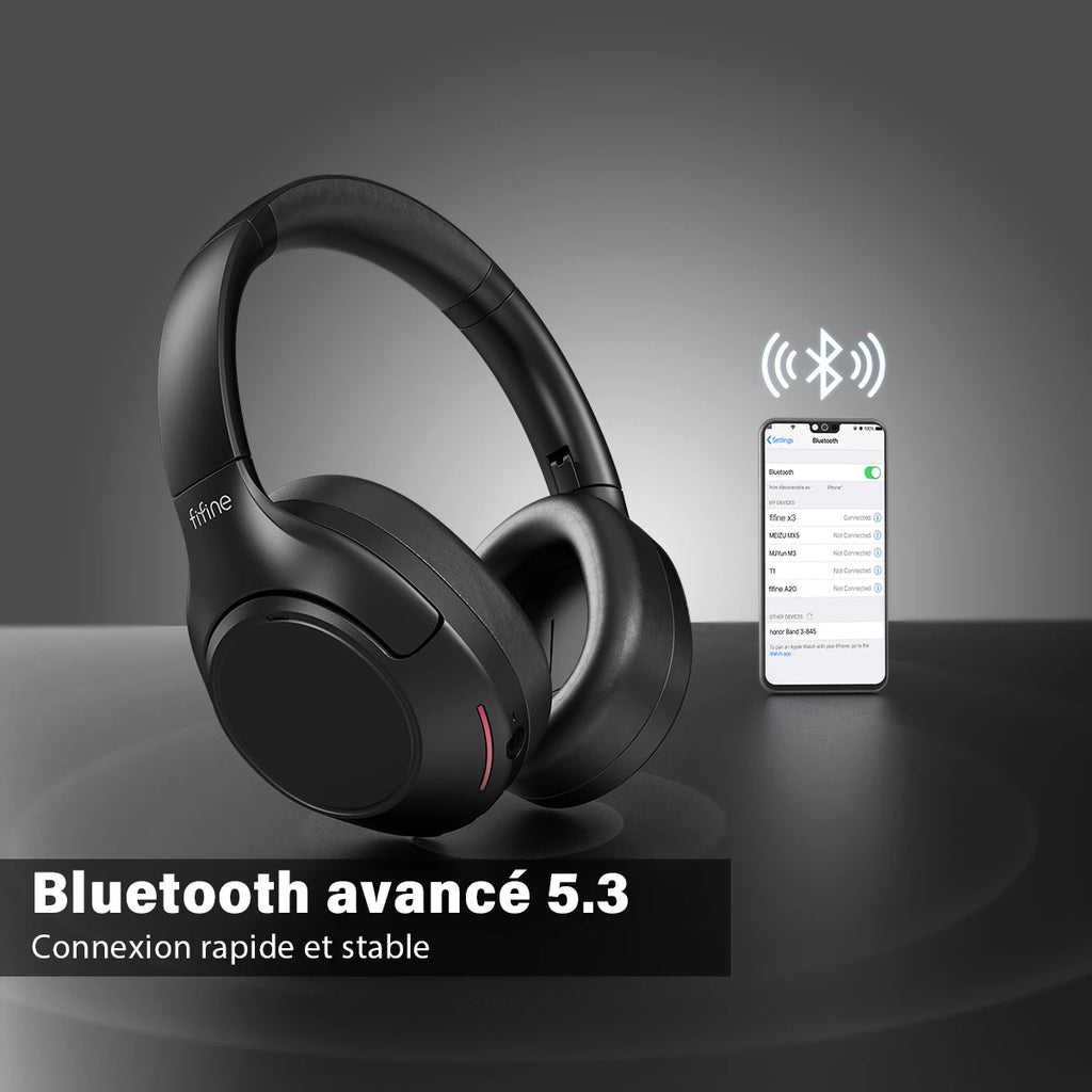 Casque Bluetooth FIFINE X3 ANC Mode Transparent 65h Bass – CLEVI Paris