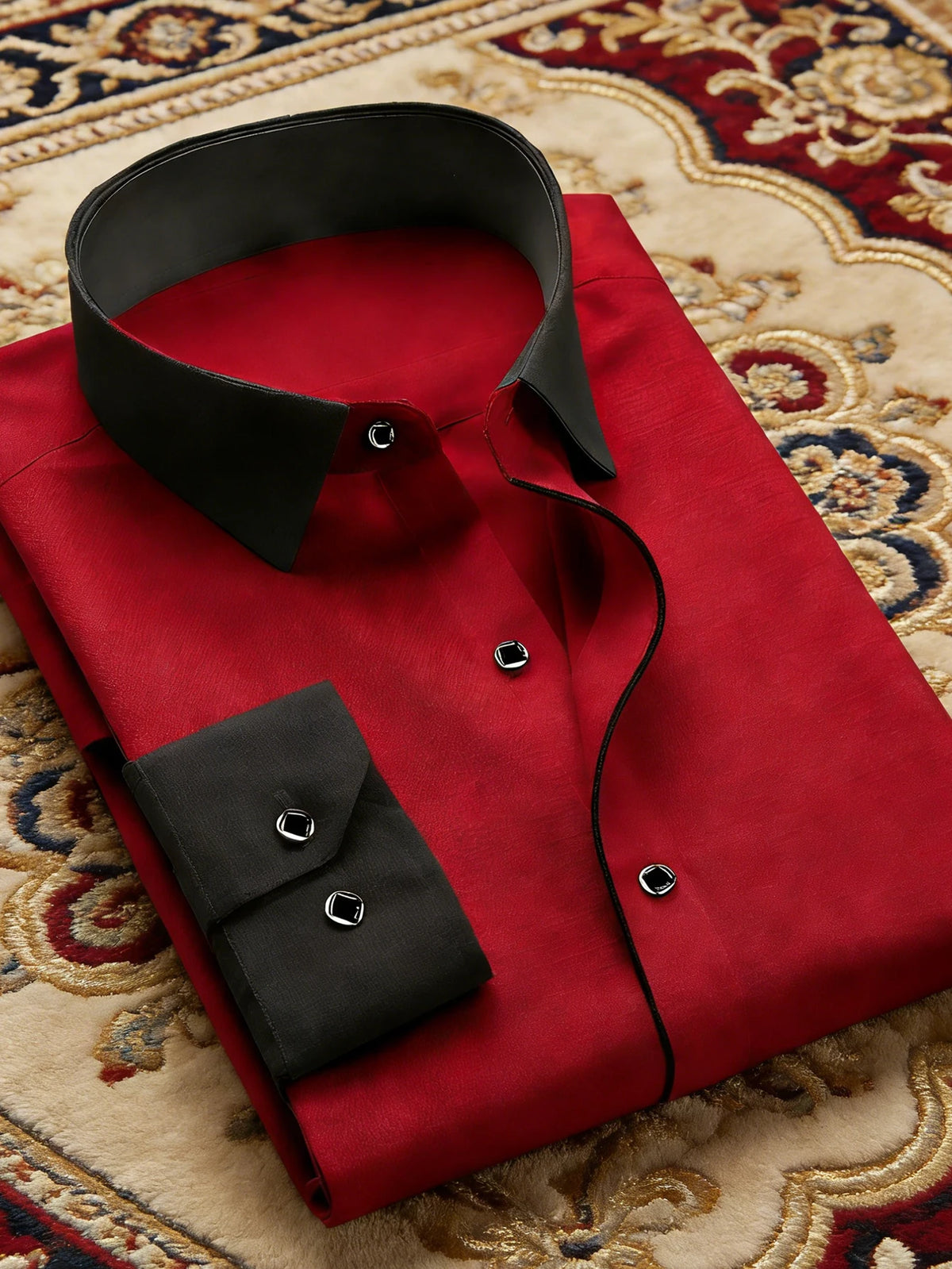 Chemise de smoking rouge homme – CLEVI Paris