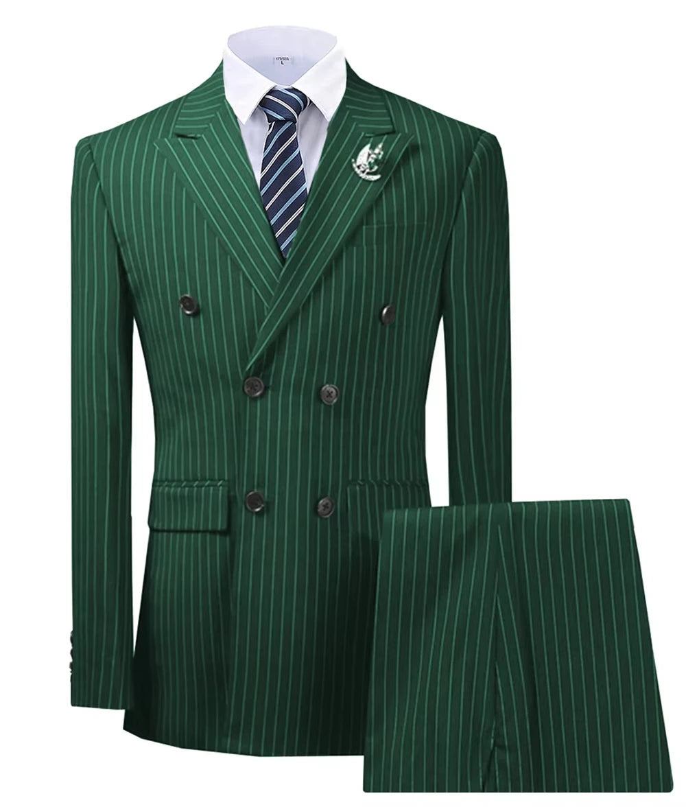 Costume 2 pièces homme rayé double boutonnage – CLEVI Paris