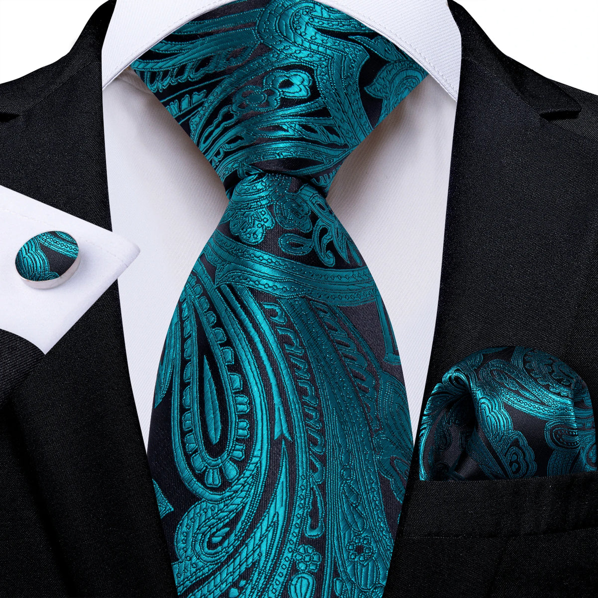 Coffret cravate homme paisley, pochette et boutons – CLEVI Paris