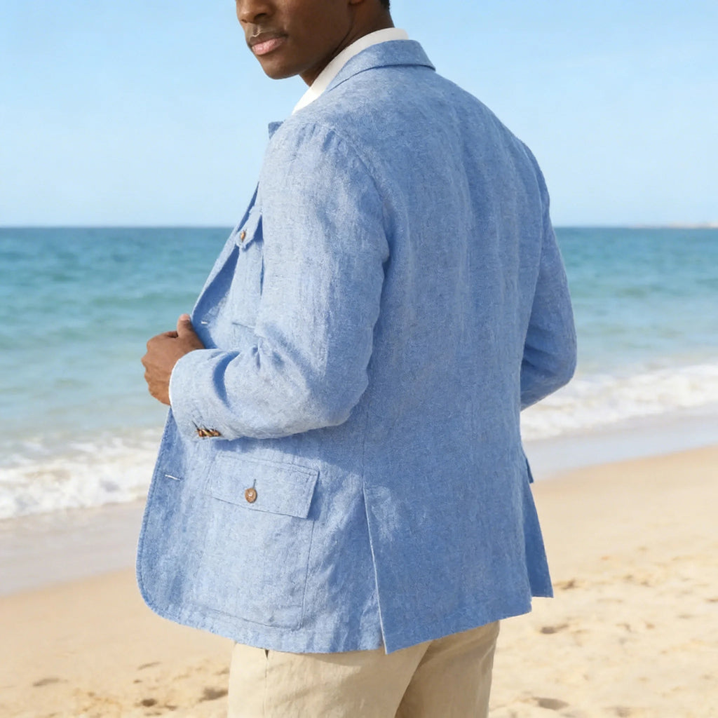 Veste safari homme en lin décontractée – CLEVI Paris