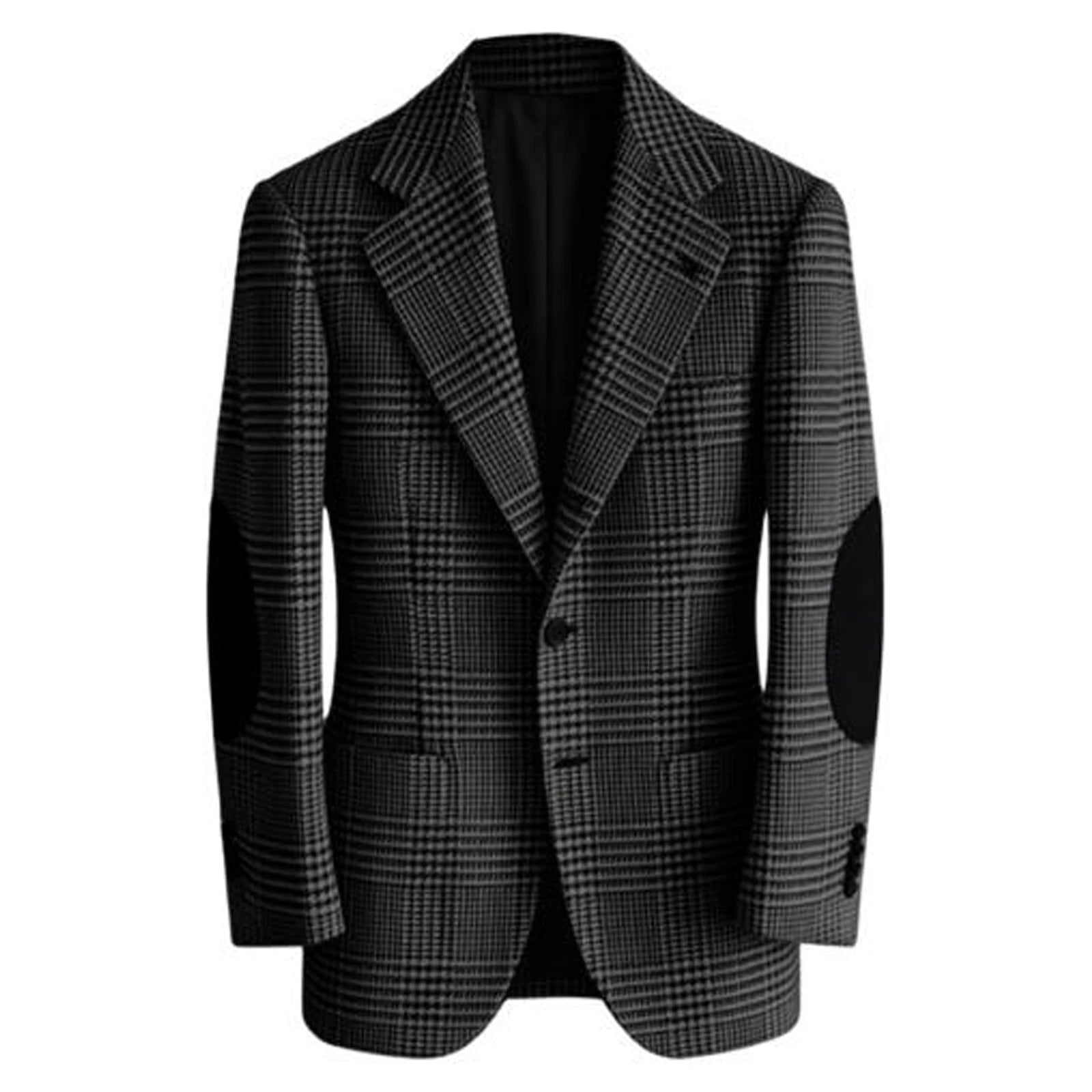 Blazer Homme Tweed Carreaux Rétro Slim Fit Patches Coudes Bureau Casual – CLEVI Paris