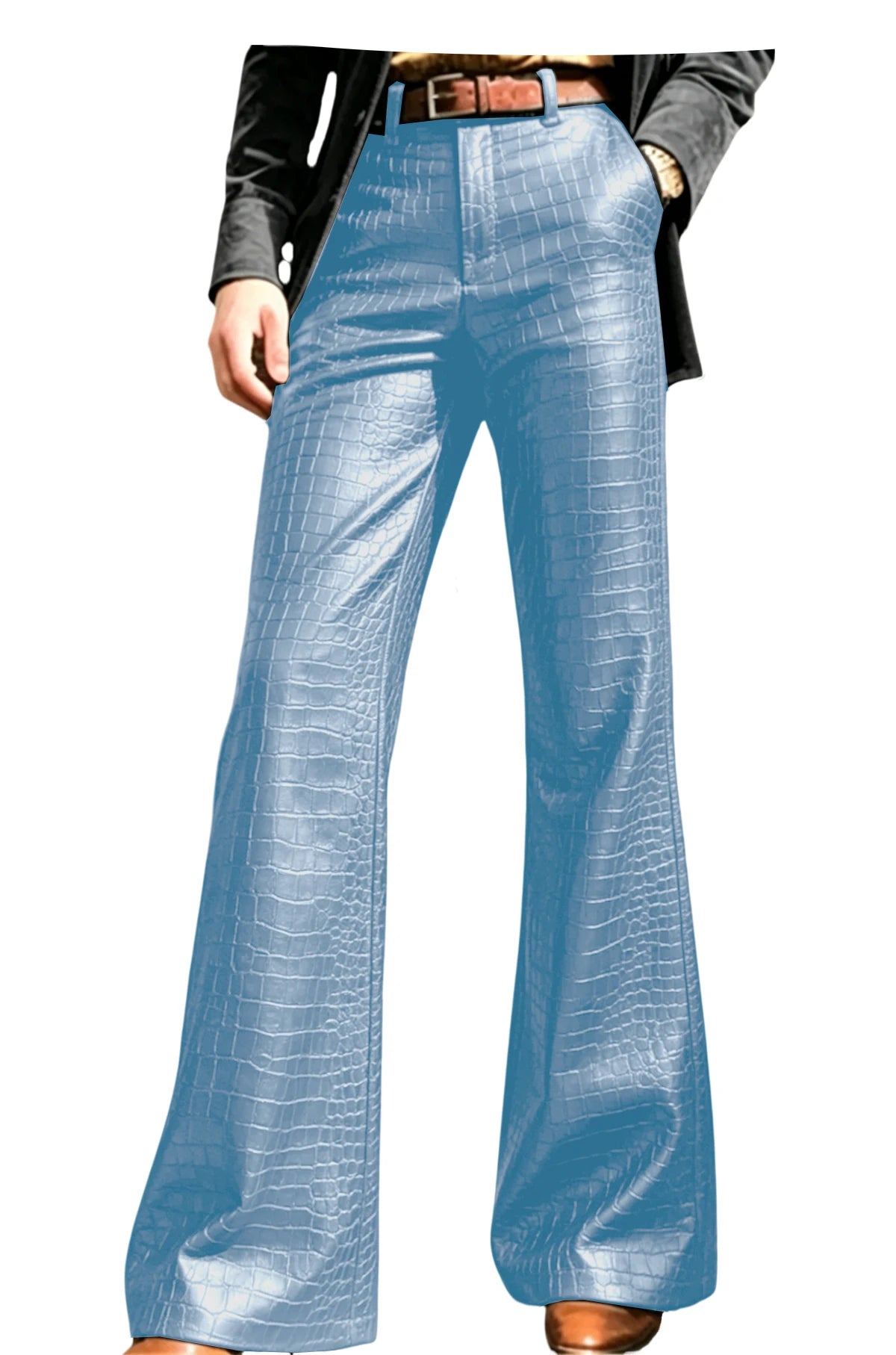 Pantalon évasé effet crocodile homme – CLEVI Paris