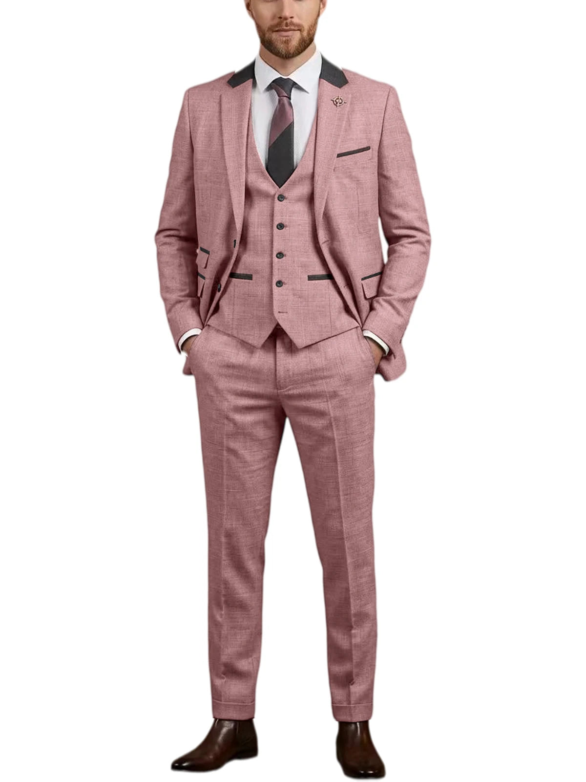Costume homme 3 pièces en lin mélangé – CLEVI Paris