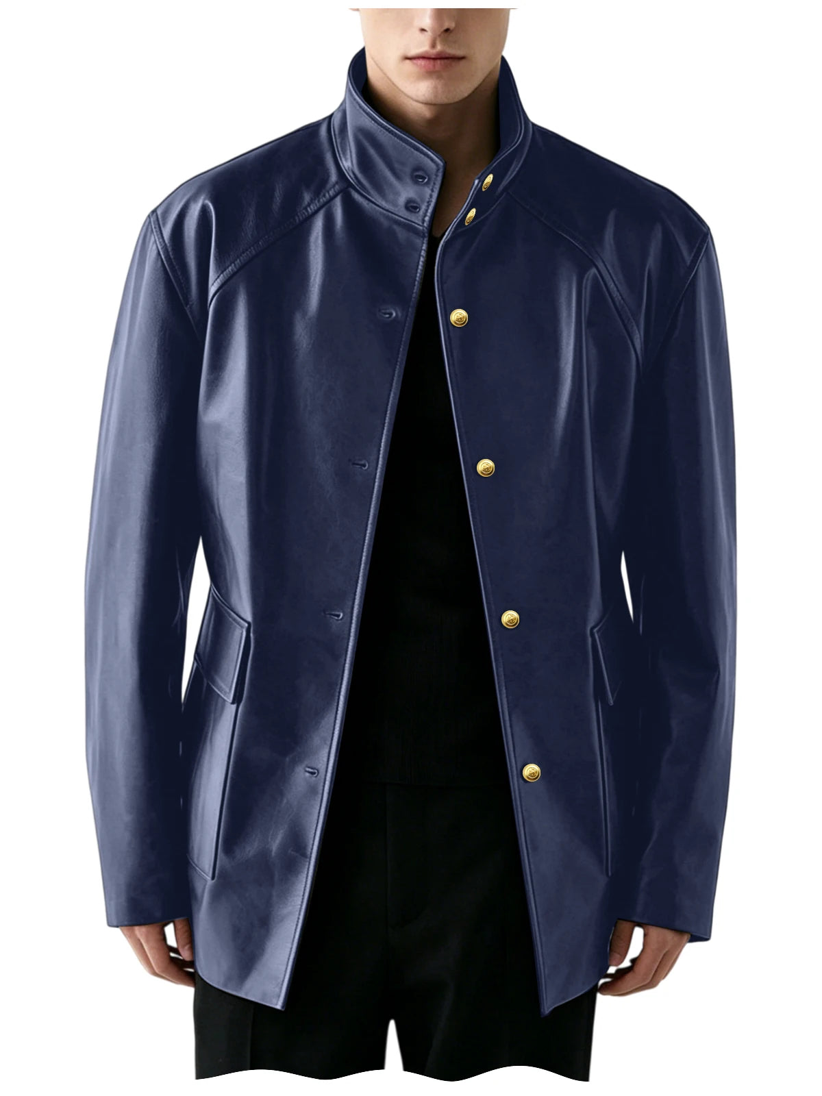 Veste Simili Cuir Homme Col Montant – CLEVI Paris