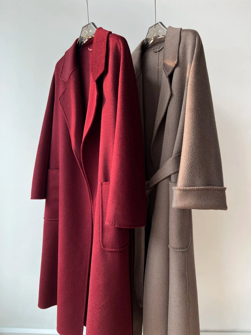 Manteau femme ceinturé laine et cachemire – CLEVI Paris