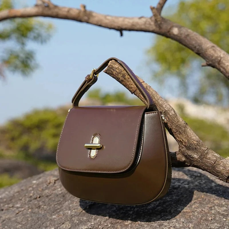 Sac Bandoulière Femme Cuir Véritable Style Selle Vintage Luxe Bordeaux – CLEVI Paris