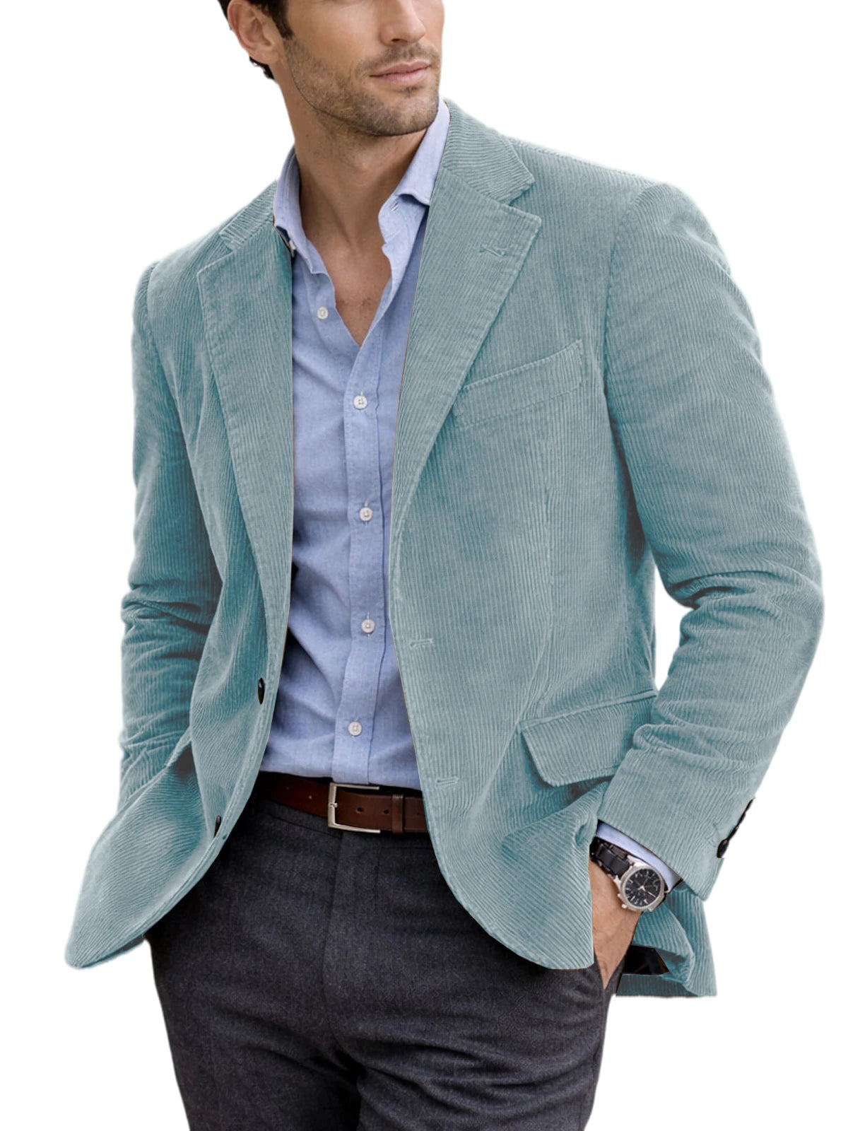 Blazer homme en velours côtelé à 2 boutons – CLEVI Paris