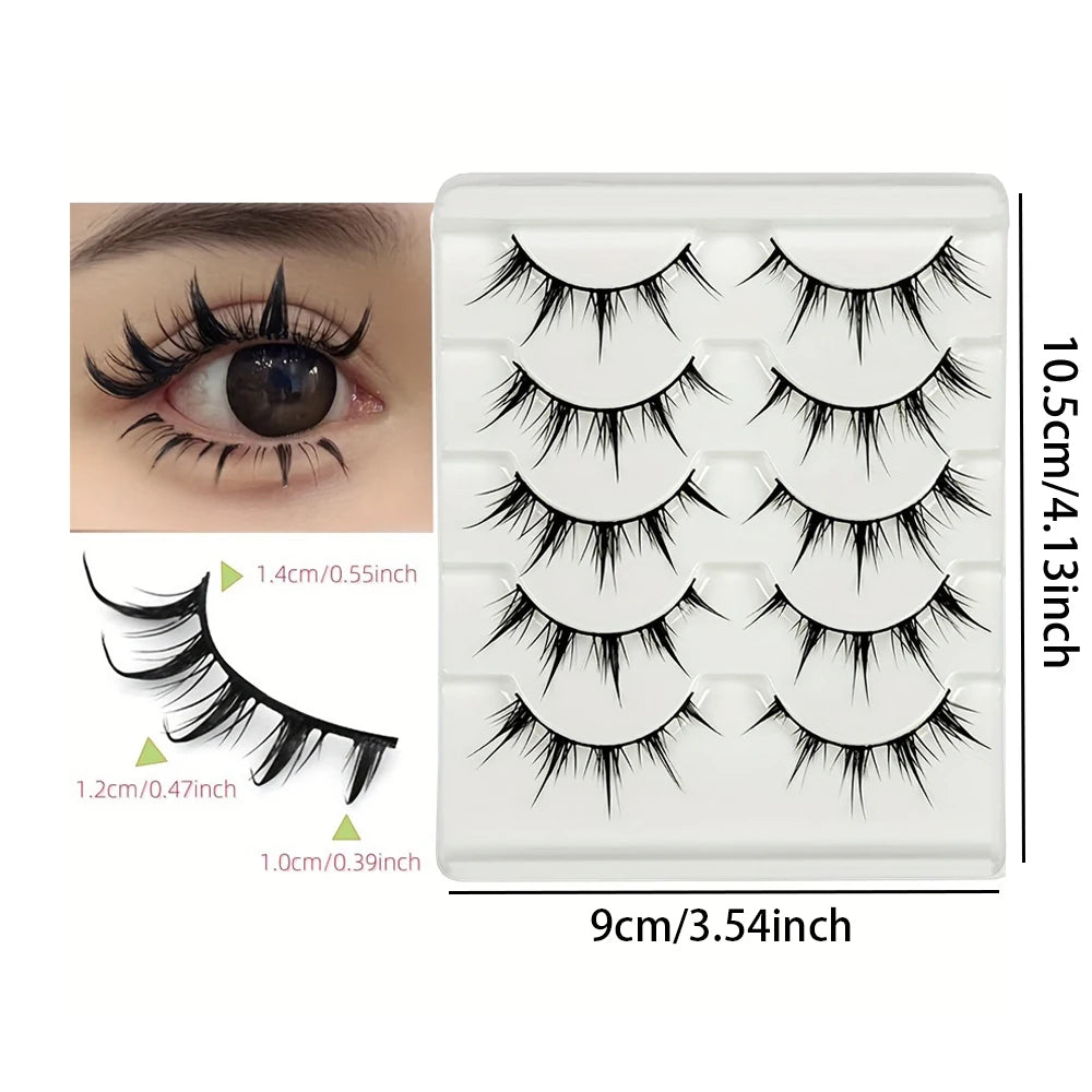 Faux cils style manga, lot de 5 paires – CLEVI Paris