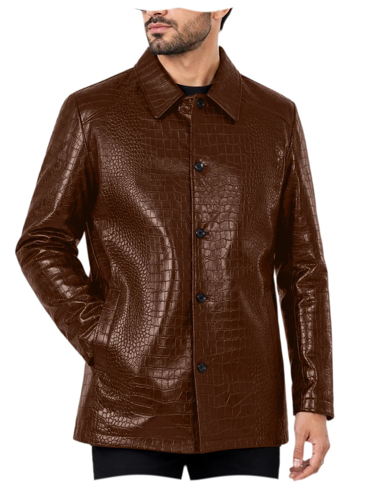 Blazer homme simili cuir motif crocodile – CLEVI Paris