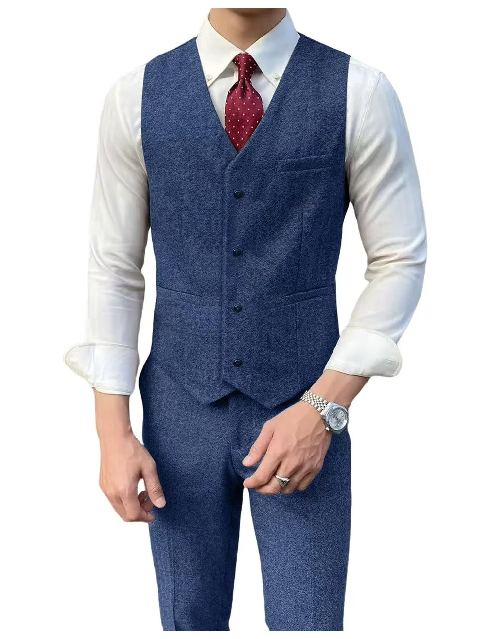 Costume homme 3 pièces classique à chevrons – CLEVI Paris