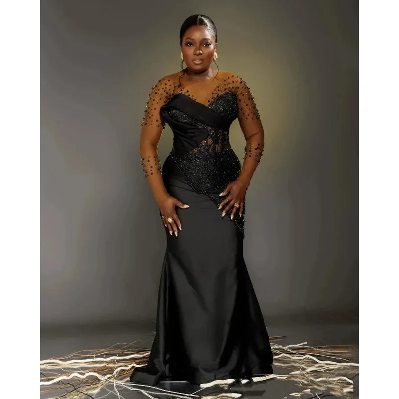 Robe de soirée sirène en dentelle – CLEVI Paris