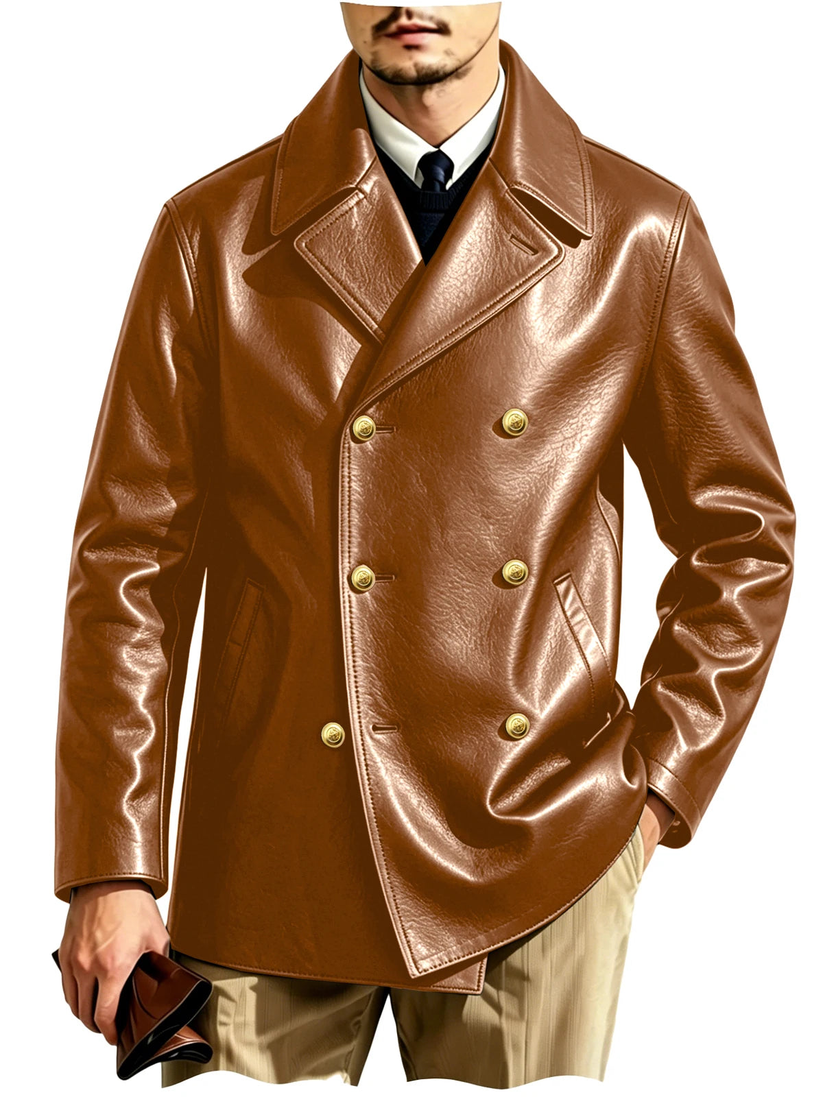 Blazer croisé effet cuir homme – CLEVI Paris