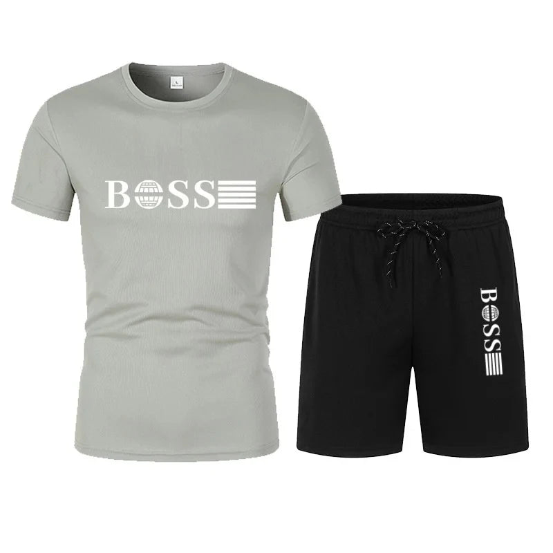 Ensemble Homme T-Shirt Col Rond + Short Running Sport Séchage Rapide – CLEVI Paris
