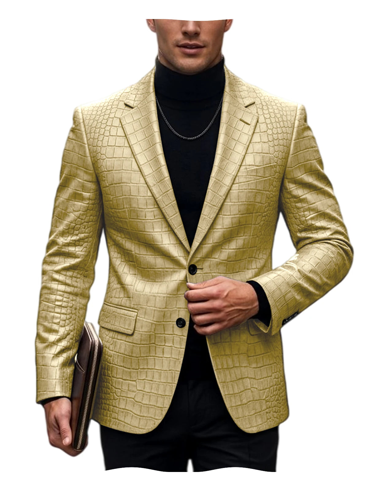 Blazer homme simili cuir crocodile à 2 boutons – CLEVI Paris