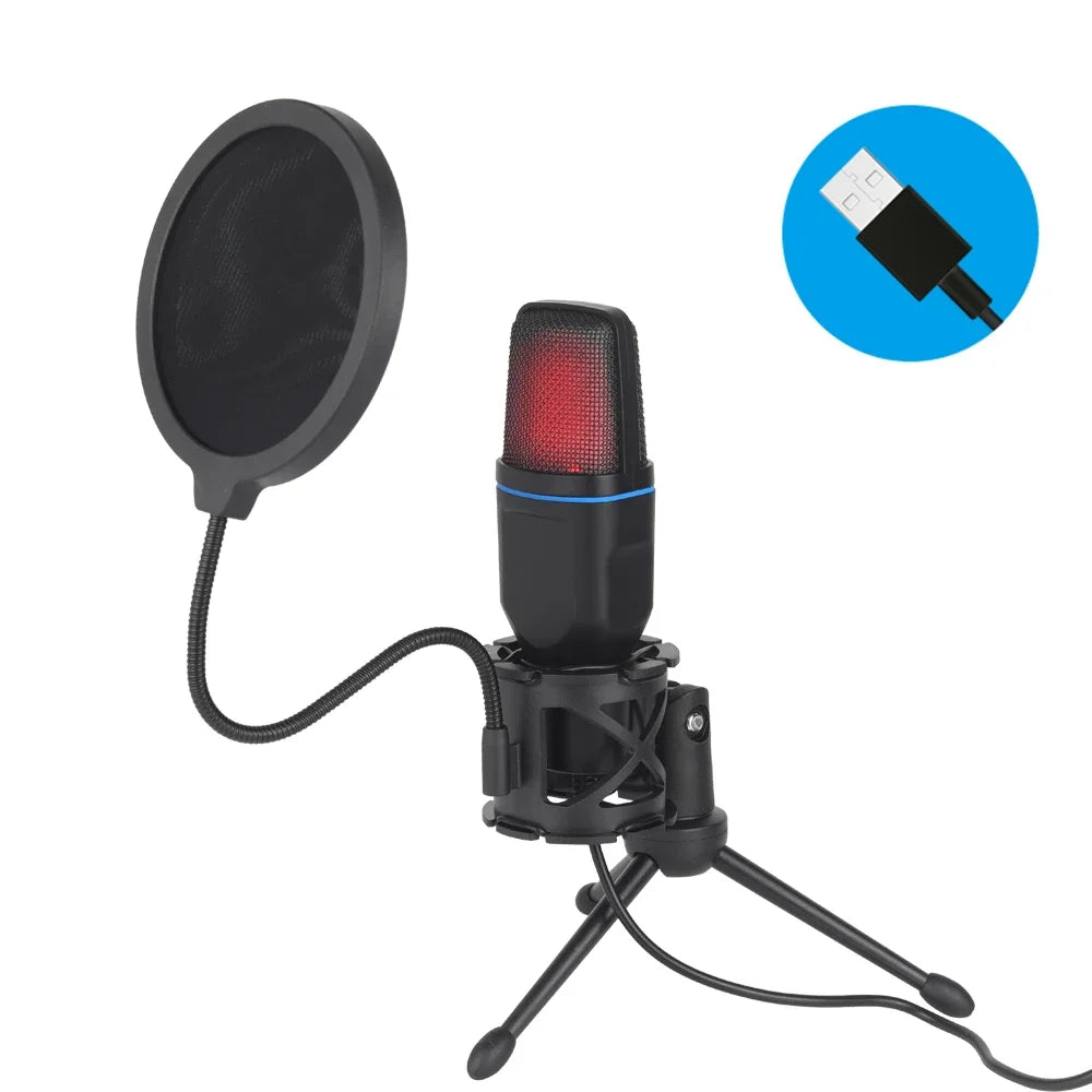 Microphone USB à Condensateur RGB – Gaming, Podcast, Streaming & Enregistrement Studio