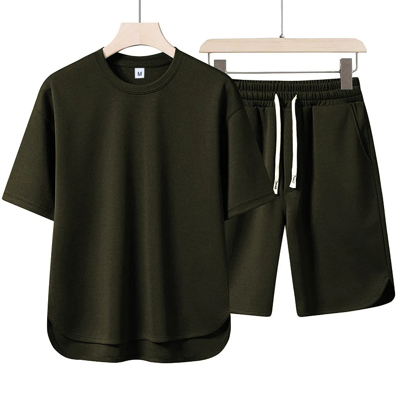 Ensemble homme t-shirt col rond et short uni – CLEVI Paris