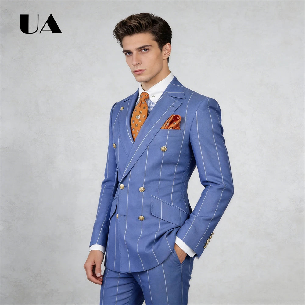 Costume Homme Bleu à Carreaux 2 Pièces – CLEVI