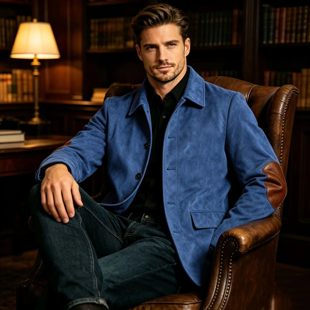 Blazer homme effet daim à coudières – CLEVI Paris