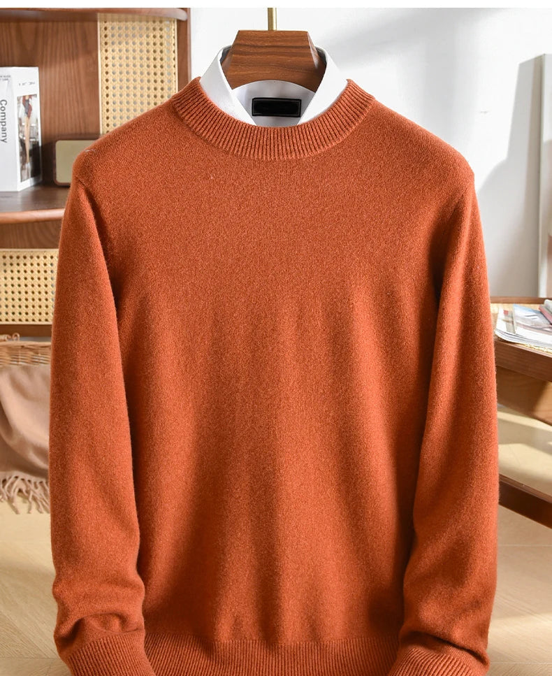 Pull homme en cachemire uni col rond – CLEVI Paris