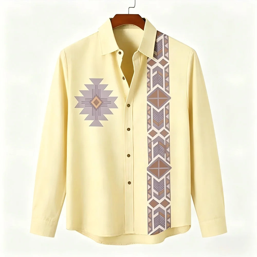Chemise homme en lin imprimée – CLEVI Paris