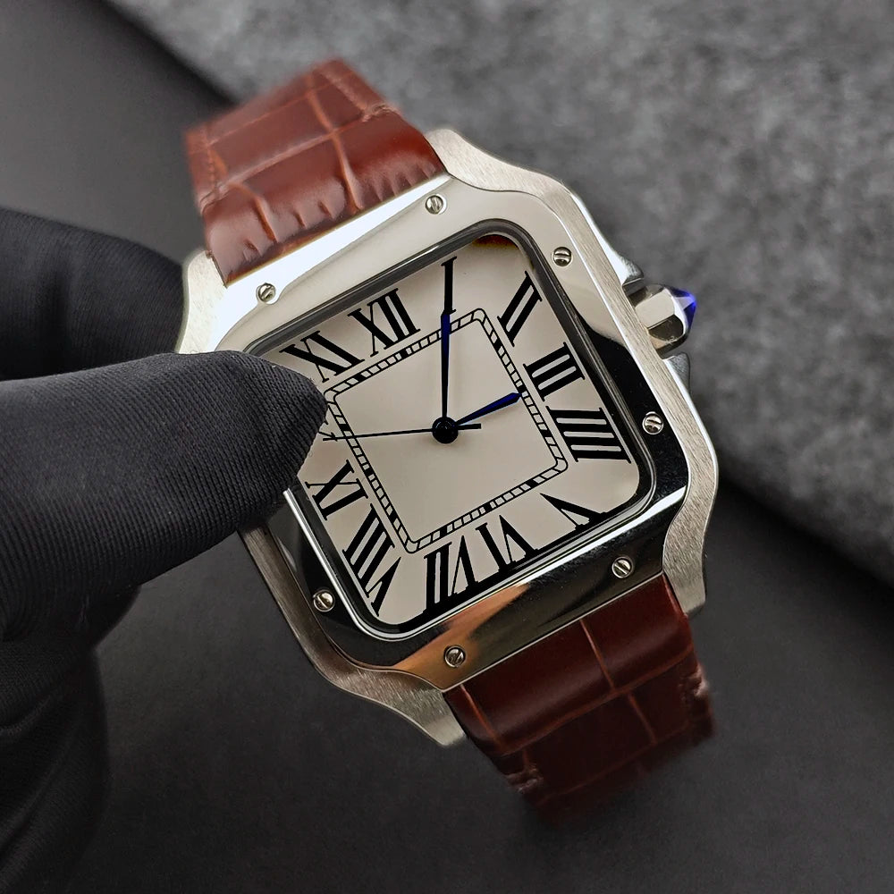 Montre Homme Automatique NH35 Acier 316L Cuir Chiffres Romains 38mm 30M – CLEVI Paris