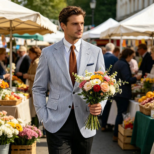 Blazer rayé homme en coton – CLEVI Paris