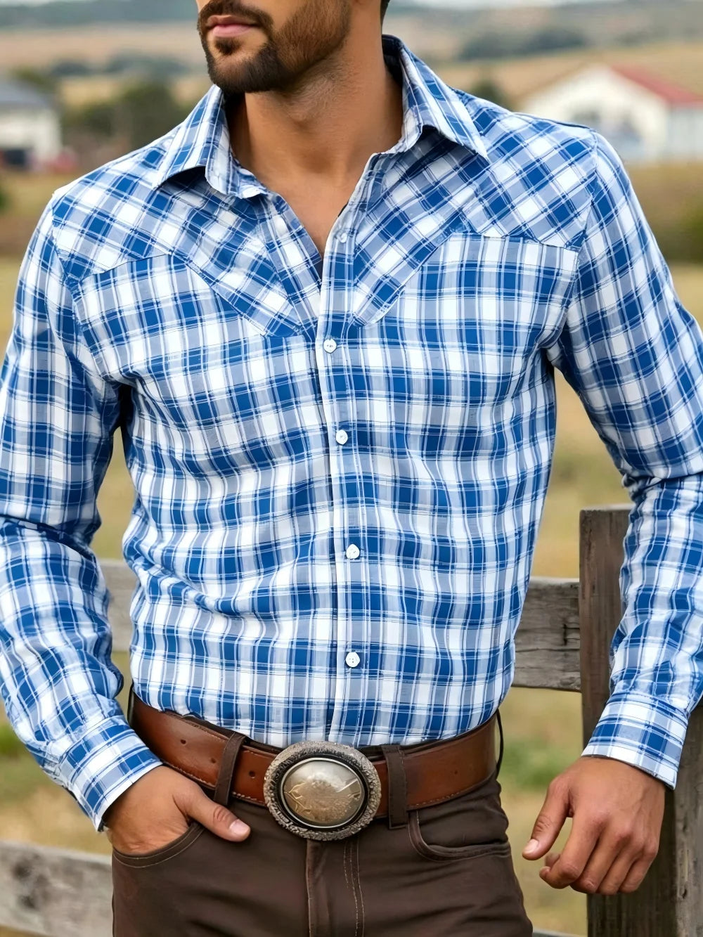 Chemise homme à carreaux manches longues – CLEVI Paris